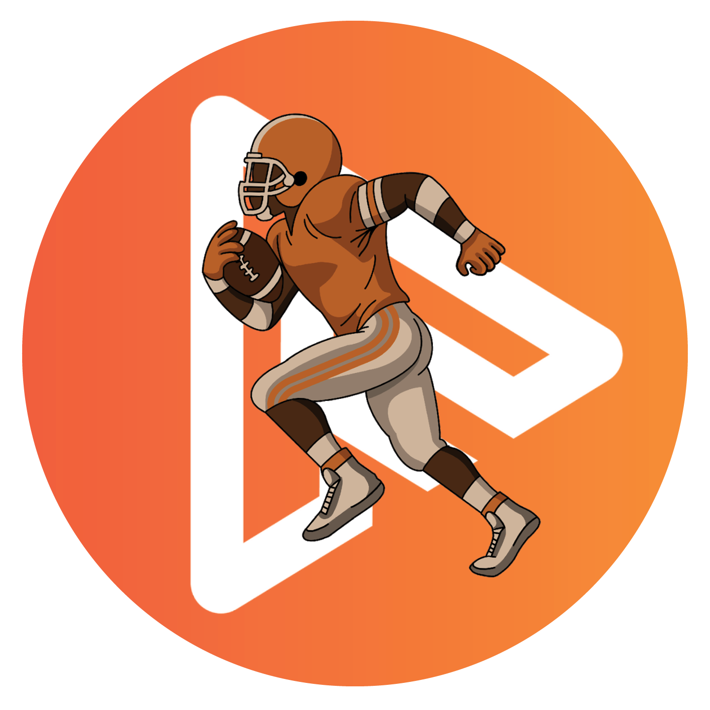 Game day pin: Football player colored on white